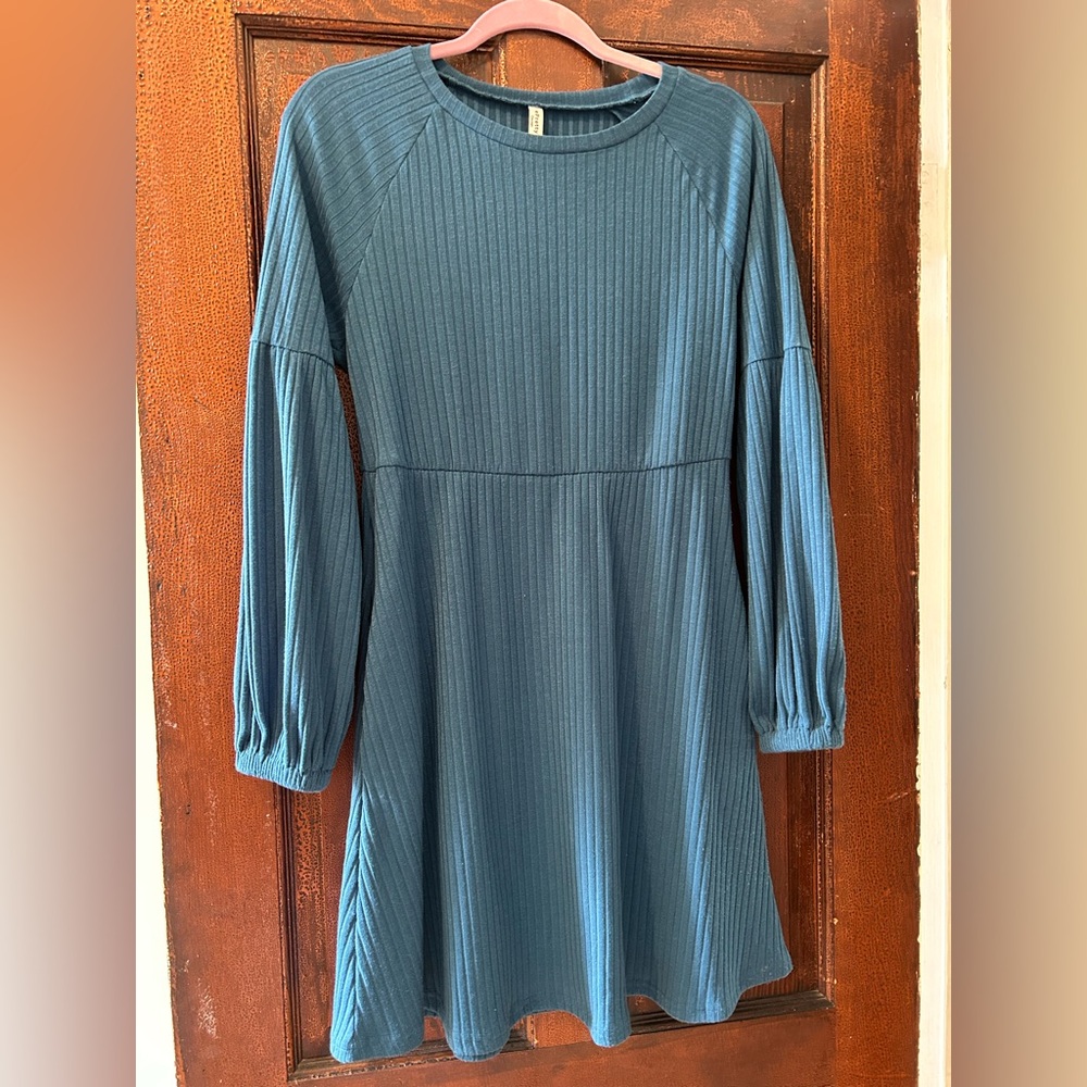 ePretty Teal Ribbed Knit Dress